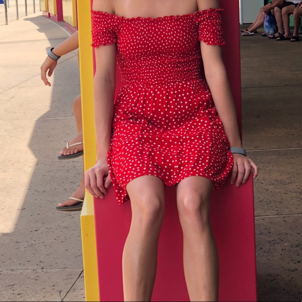 Red polka dot dress